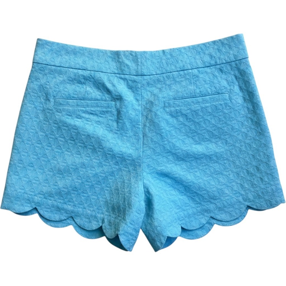 Crown & Ivy Shelby Blue Scalloped Hem Textured Jacquard Shorts Womens 4